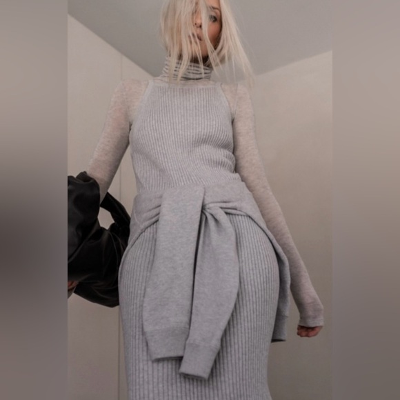 NWT NakedCashmere Emilia grey knit midi dress - Picture 3 of 14
